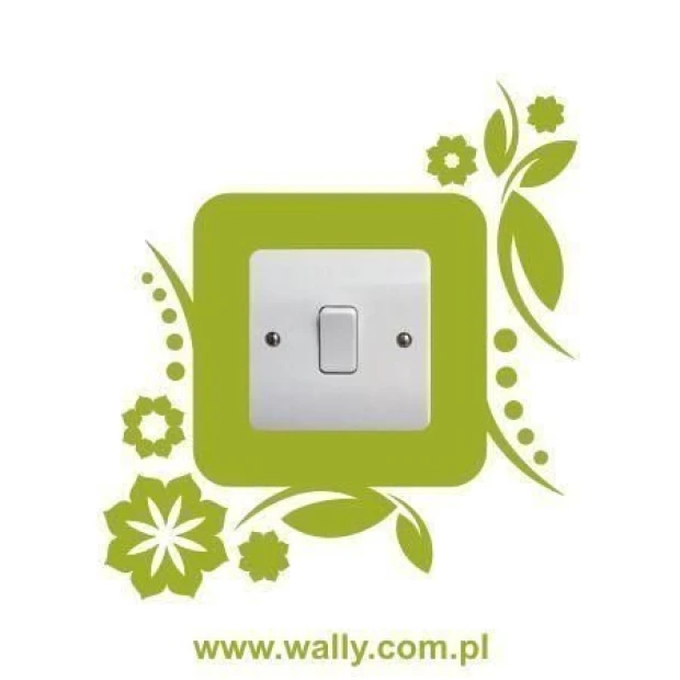 Painting template contact 1084 - Graphic design. Square shape surrounded by wavy lines and plant elements.