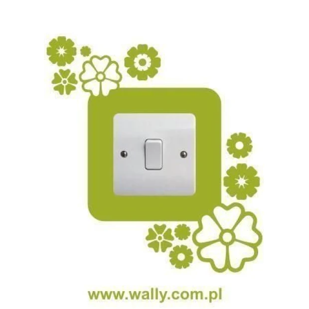 Painting template contact 1086 - Graphic design with flower shapes and a rectangular background surrounding the switch.