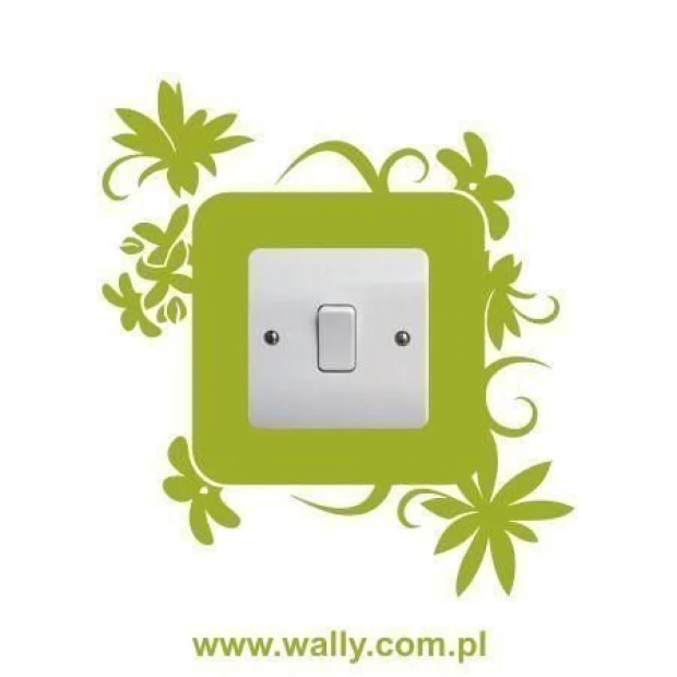 Painting template contact 1090 - Graphic pattern. Square shape surrounded by asymmetrical, swirling lines and leaves.