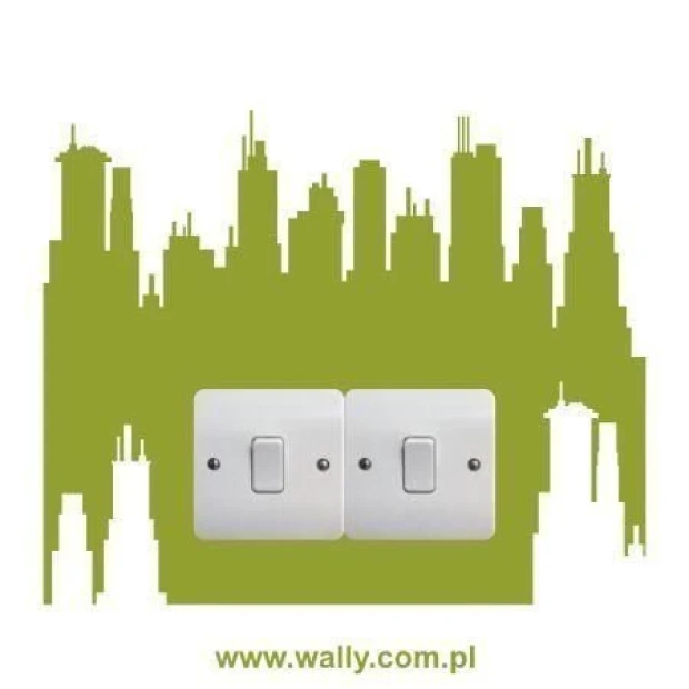 Painting template contact 1108 - Graphic design featuring a city silhouette with buildings of varying heights.