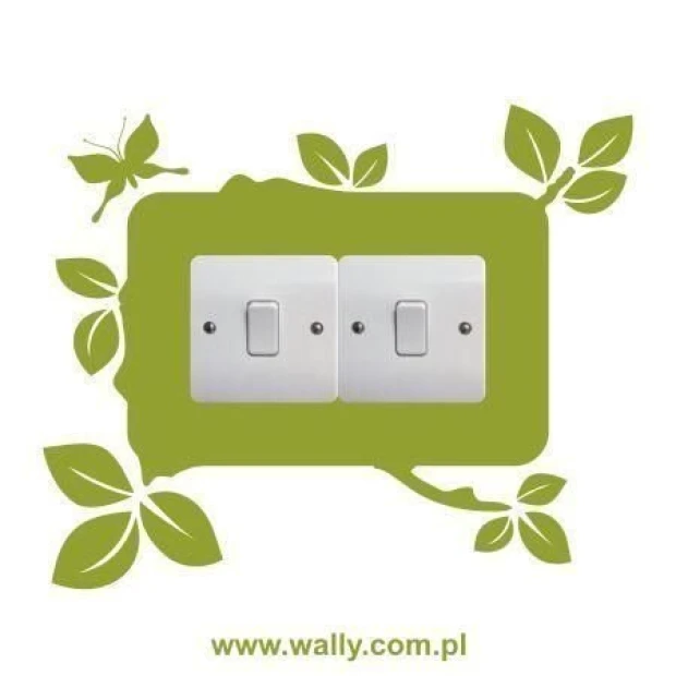 Painting template contact 1109 - Graphic design. Leaf shape surrounding a rectangle with two switches.