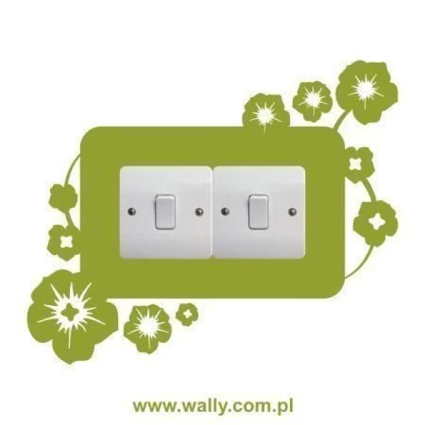 Painting template contact 1110 - Rectangular design with two round buttons, surrounded by floral patterns.