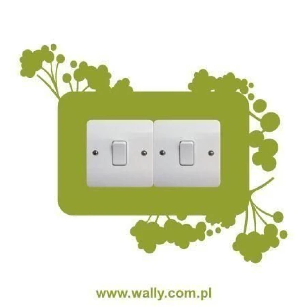 Painting template contact 1113 - Graphic design. Rectangular shape with two round buttons and floral elements.