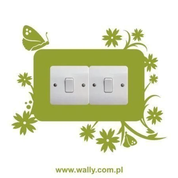 Painting template contact 1114 - Graphic design featuring flowers and butterflies around a double switch.
