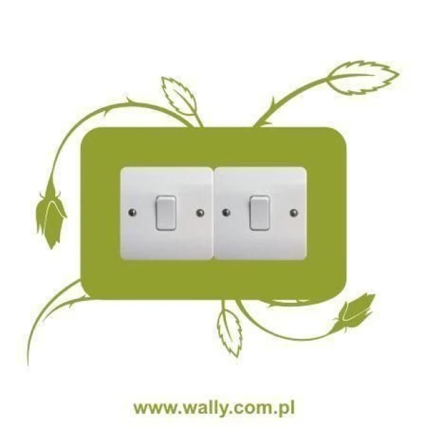 Painting template contact 1120 - Graphic design featuring leaf shapes surrounding rectangular elements with buttons.