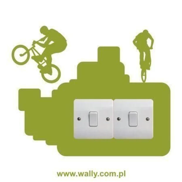 Painting template contact 1125 - Graphic design featuring cyclists in dynamic poses against a backdrop of outlines.