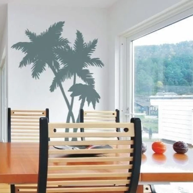 Stylish palm 0776 in muted colors adds an exotic touch to a modern dining room.