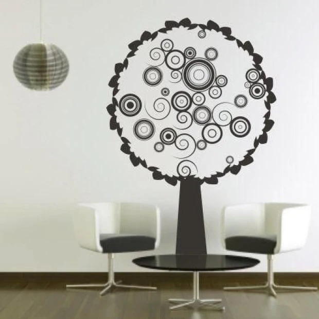 Stylish tree painting template 0785 in a minimalist living room, adding elegance with a modern touch.