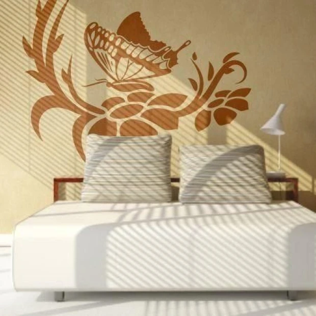 Floral butterfly template 0903 in a warm modern living room setting, adding charm and harmony.