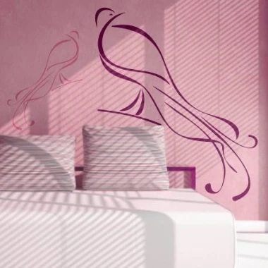 Elegant peacock-shaped painting template, perfect for modern interiors in shades of pink and purple.