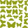 Butterfly sticker set 1127 - Graphic design featuring butterflies in various shapes and shades of green on a white background.
