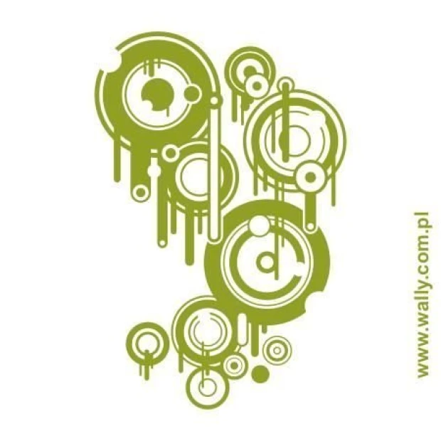 Abstract painting template 1133 - Graphic design with circles of varying sizes and lines creating a unique composition.