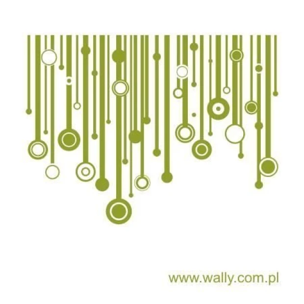 Abstract painting template 1134 - Graphic design with vertical lines and circles of varying diameters.