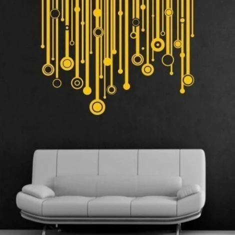 Abstract painting template 1134 - Living room arrangement. Dark walls with a light sofa.