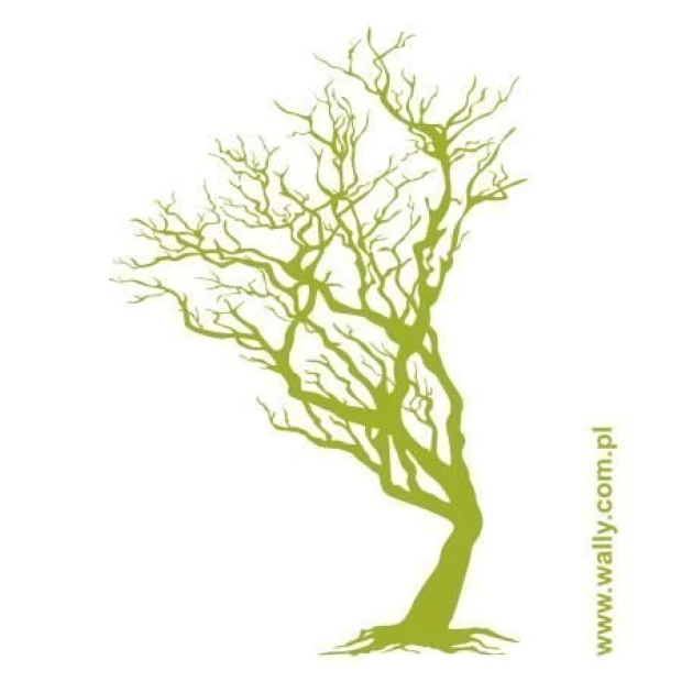 Tree painting stencil 1132 - Graphic design featuring a tree shape with branched trunks and bare limbs.