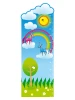 Height chart sticker 1142 - Graphic design featuring two unicorns on clouds, a rainbow, sun, and tree.