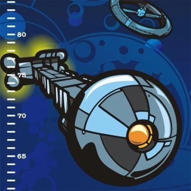Futuristic height chart sticker, perfect for a young explorer\'s room.