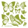 Butterfly sticker set 1135 - Graphic design featuring various butterfly shapes in shades of green.