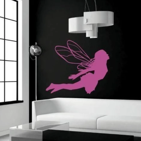 Joyful elf in pink tones, bringing magic to a modern living room with minimalist decor.