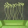 Butterfly grass painting template 1138 - Living room setup. Gray wall with a green sofa.