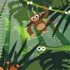 Height chart sticker 1148 - Features a monkey hanging on a branch among green leaves.