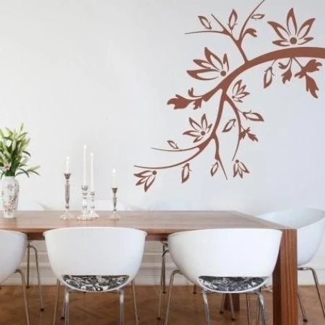 Painting template branch 1027 - Dining room arrangement. Light walls and a wooden table with chairs.