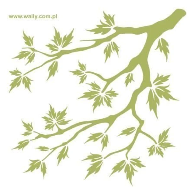 Painting template branch 1154 - Graphic design. Branch shape with leaves of varying sizes, branching out in different directions.