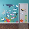 Ocean sticker set 1150 - Decor for a child\'s room. Blue walls with marine elements.