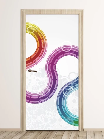 Colorful abstract door wallpaper, perfect for modern interiors, adding energy and charm.