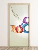 Abstract door wallpaper in vibrant colors, perfect for modern interiors, adding a lively touch.