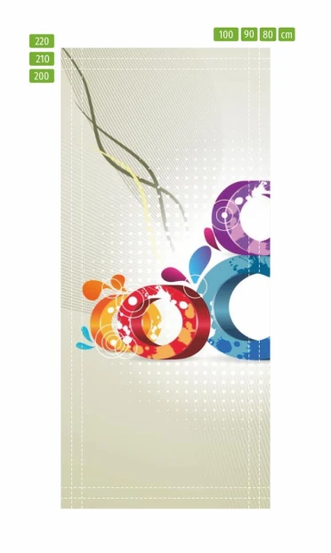 Abstract door wallpaper with colorful circles, perfect for a modern interior.
