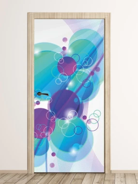 Abstract door wallpaper 316, featuring colorful bubbles, perfect for a modern interior.