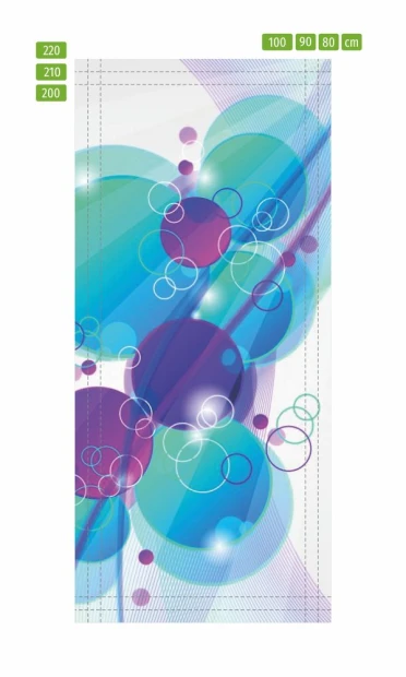 Abstract door wallpaper 316 in vibrant shades of blue and purple, perfect for enhancing any space.