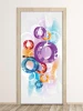 Abstract door wallpaper in vibrant colors, perfect for a modern interior.