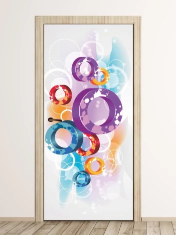 Abstract door wallpaper in vibrant colors, perfect for a modern interior.
