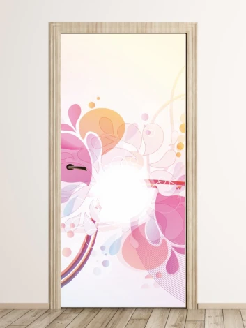 Abstract door wallpaper 318 in pastel shades, perfect for a modern interior.
