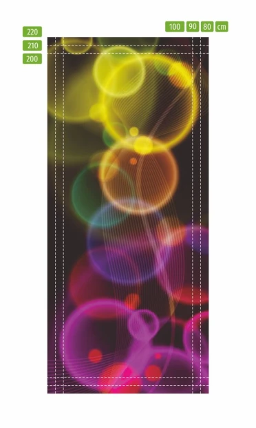 Abstract door wallpaper with colorful bubbles, perfect for a modern loft-style interior.