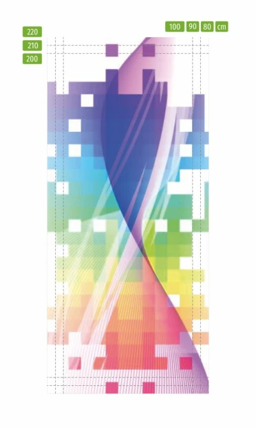 Abstract door wallpaper 322 in vibrant colors, perfect for a modern interior style.