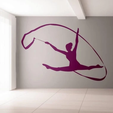 Dynamic gymnast sticker in a vibrant purple shade, perfect for a modern room.