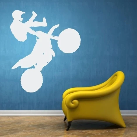 Dynamic motocross sticker 1543 in a modern interior, adding energy and style to any space.