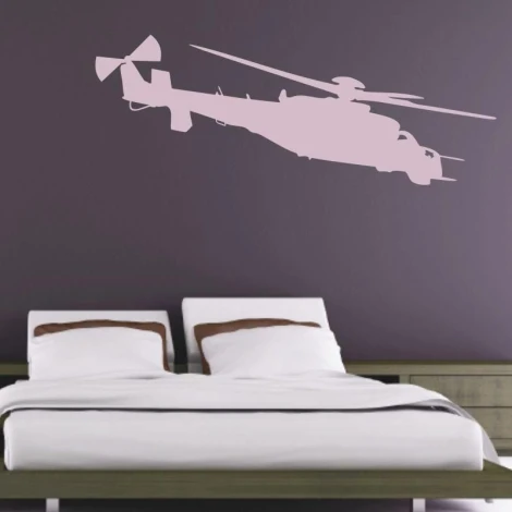 Stylish helicopter sticker in soft pink, perfect for a child\'s room, adding charm to the space.