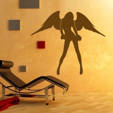Stylish sticker "Woman Angel 1639" in a minimalist interior, perfect for a modern living room or
