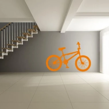 Energetic orange bike sticker, perfect for a modern interior.
