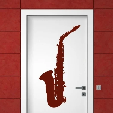 Stylish saxophone sticker 1617 in deep red, perfect for modern interiors, adds a unique touch.