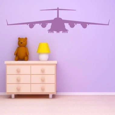 Pastel purple airplane sticker, perfect for a child\'s room, adding a cheerful touch.