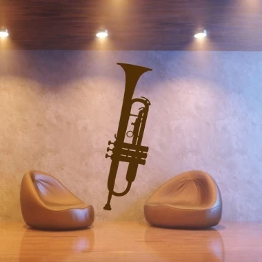 Stylish trumpet sticker in a modern interior, perfect for enlivening a minimalist living room.