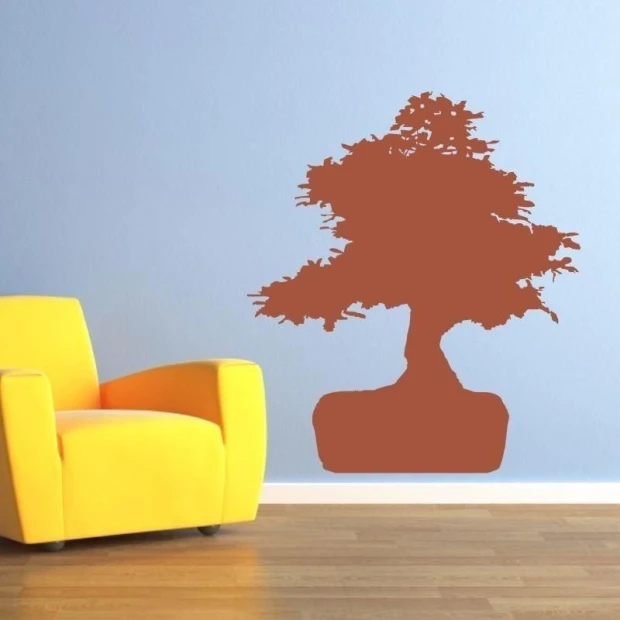Stylish bonsai tree in a warm brown hue, perfect for modern interiors, adding character.