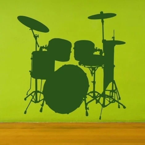 Stylish painting template featuring a drum set in vibrant colors, perfect for creative projects.