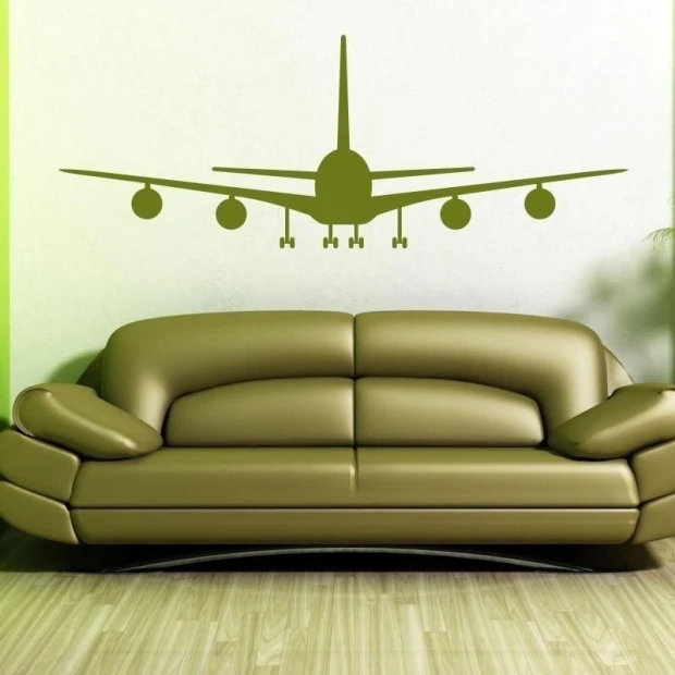 Stylish airplane painting template 1594 in a modern interior, perfect for a little pilot\'s room.