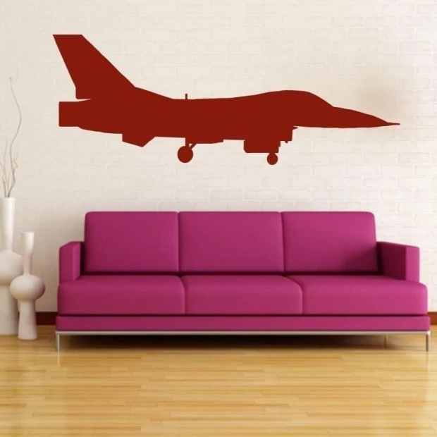 Stylish airplane painting template 1597 in vibrant red, perfect for a modern room.